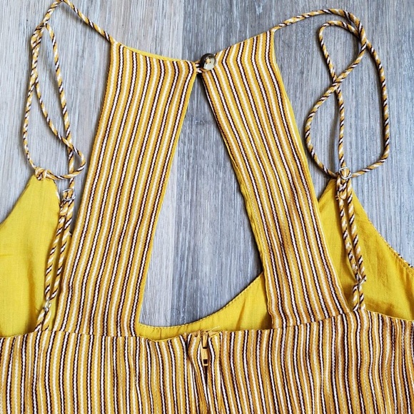 Paris Mustard Yellow Striped Culotte Jumpsuit - Picture 13 of 16